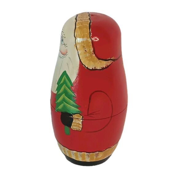 Santa Claus Nesting Dolls Wooden Christmas Set of Four (4) Complete Original Box - Picture 5 of 13